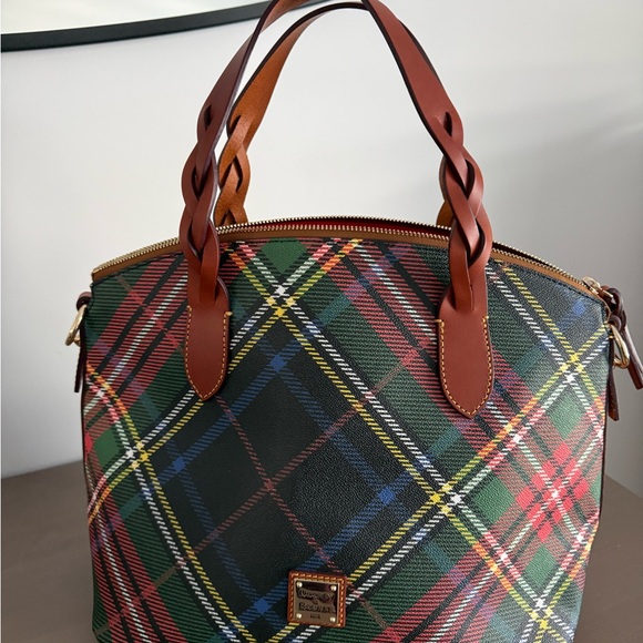 Dooney & Bourke Tartan Satchel - Red, Green, Blue - Picture 2 of 4
